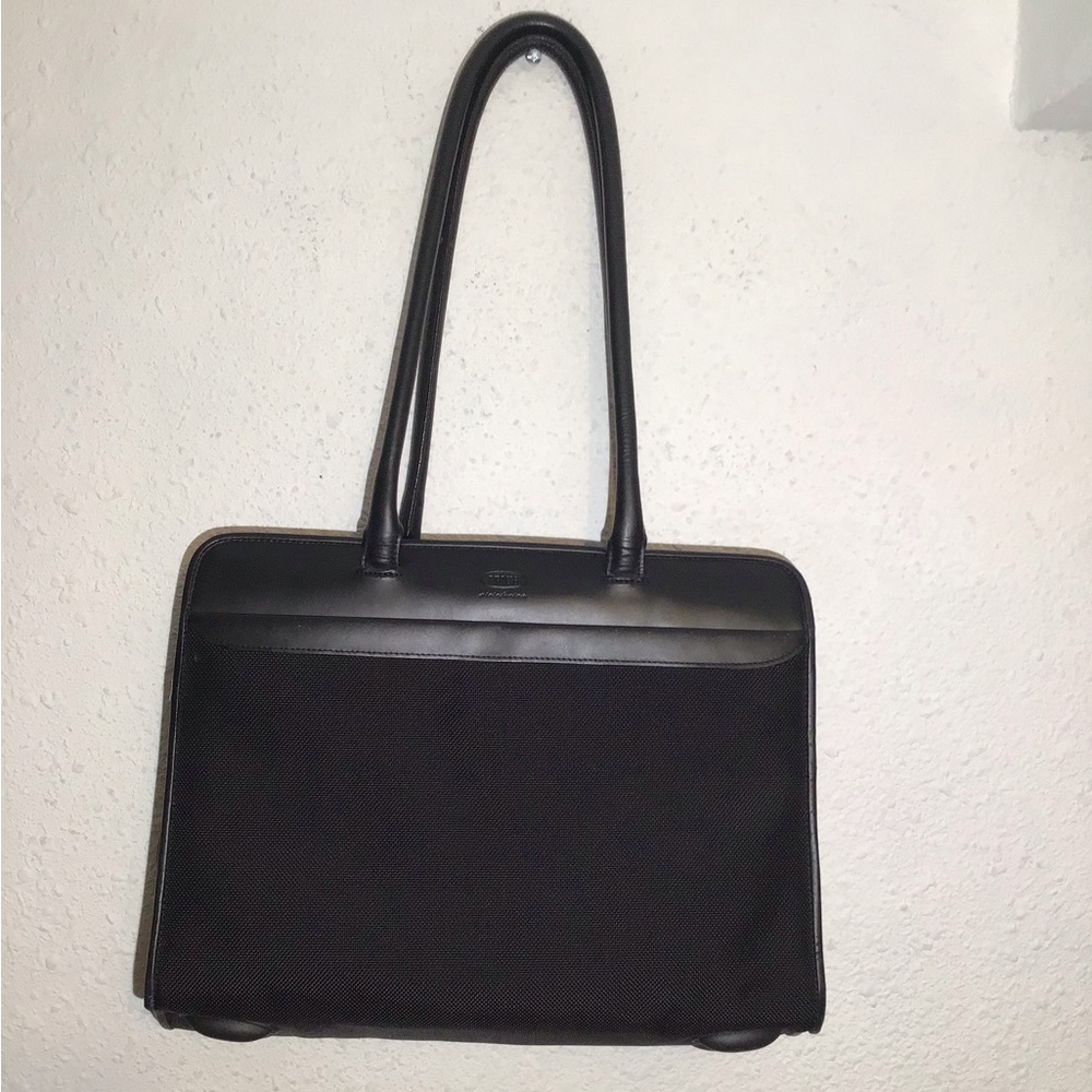 Bric’s black nylon/leather laptop shoulder bag